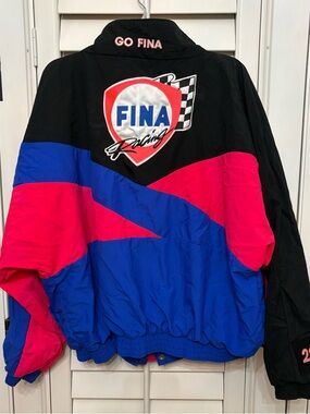 Classic FINA Racing Colorblock Windbreaker Jacket - Black, Blue, Pink